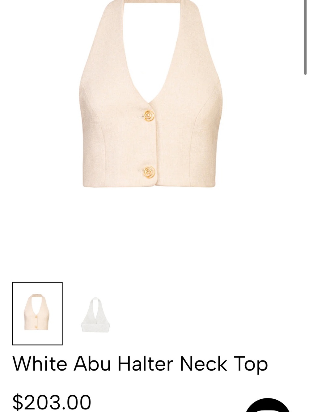Halter Crop Top in Cream -
